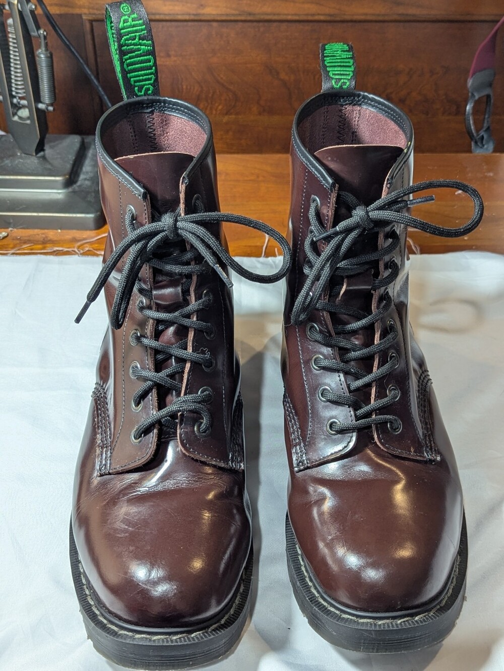 Solovair Oxblood Hi Shine 8 Eyelet Boots